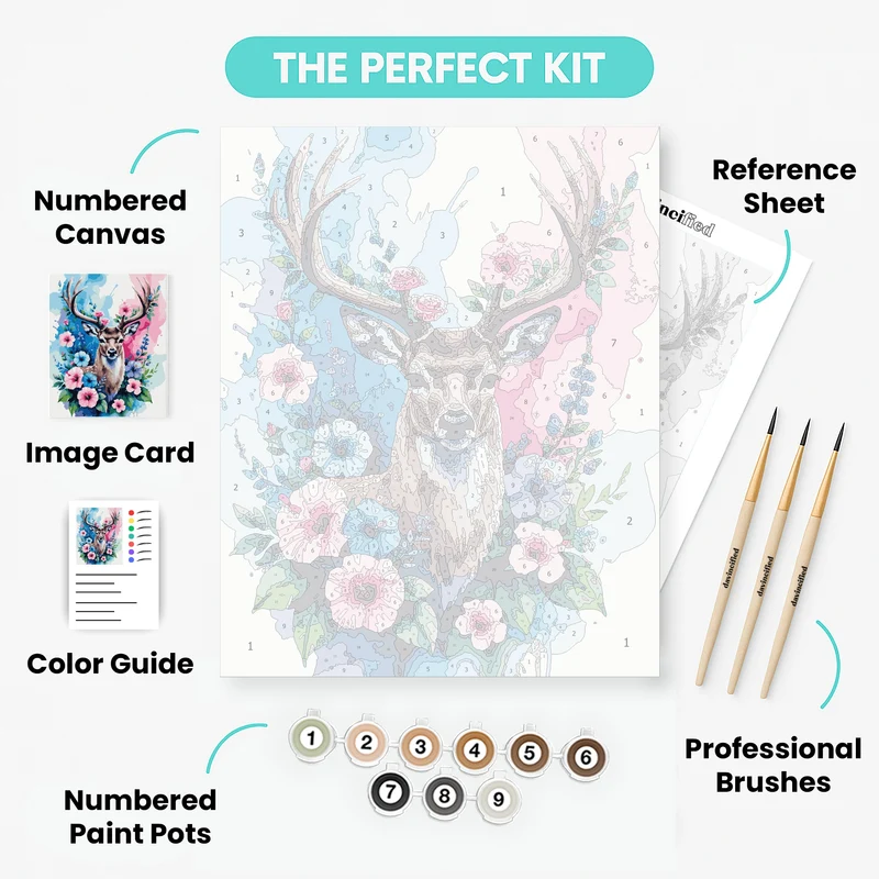 Deer with Floral Antlers - Paint by Numbers Kit