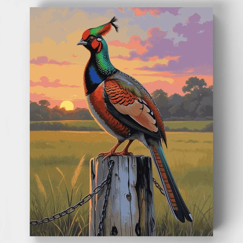 Vibrant Pheasant at Sunset - Paint by Numbers Kit