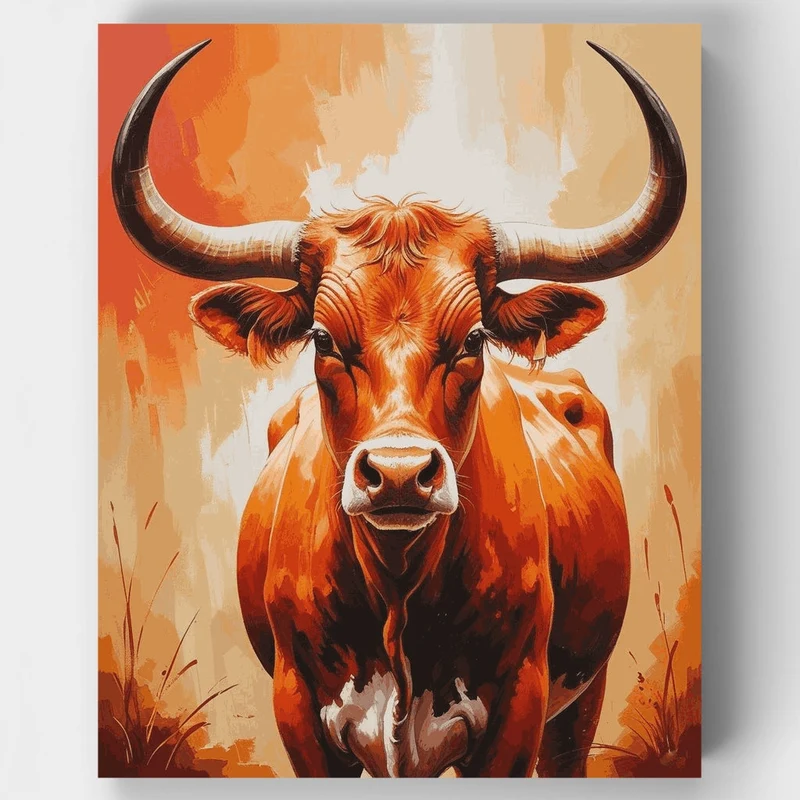 Majestic Orange Longhorn Bull - Paint by Numbers Kit