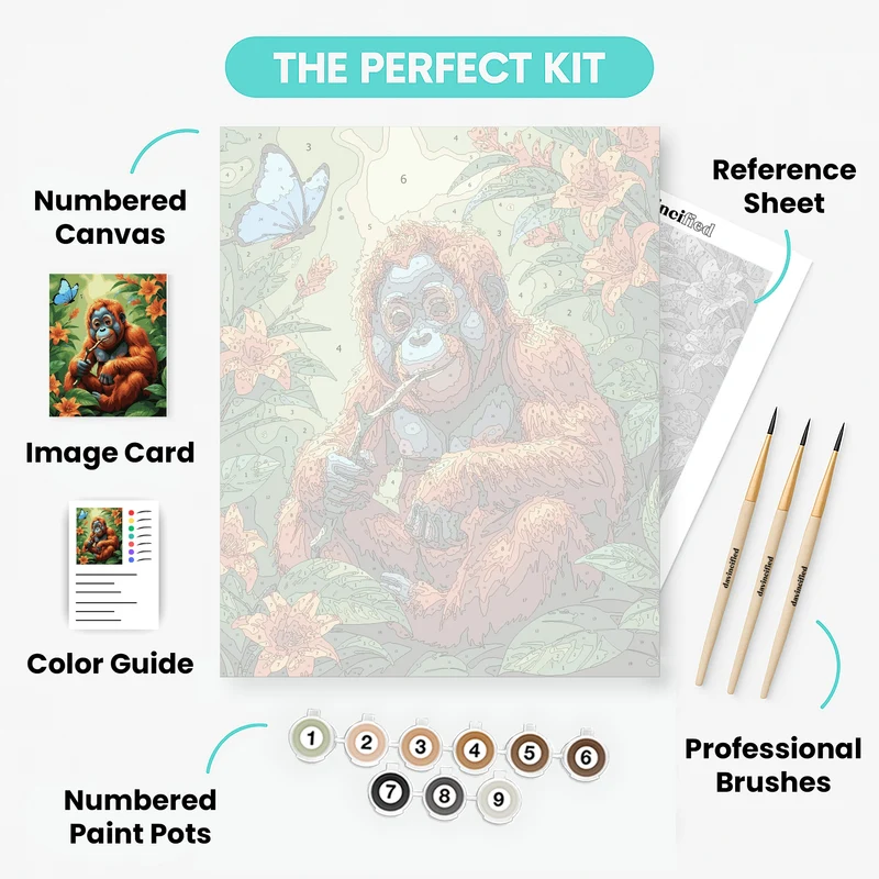 Baby Orangutan in the Jungle - Paint by Numbers Kit