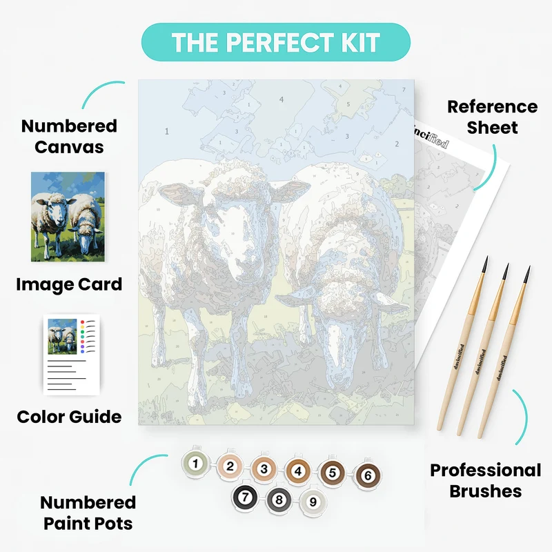 Two Sheep in Meadow - Paint by Numbers Kit