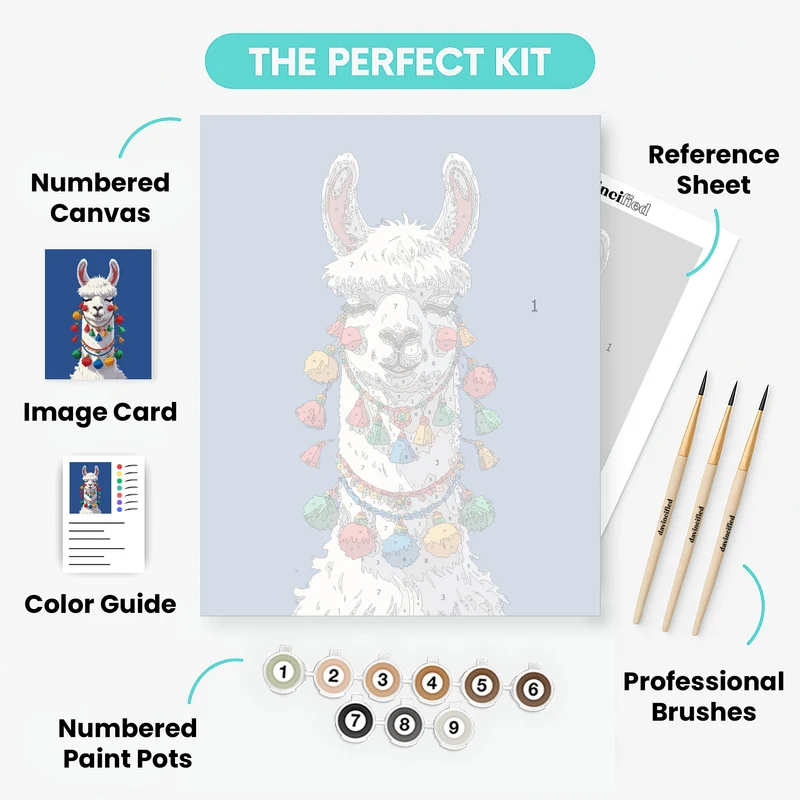Festive Llama - Paint by Numbers Kit