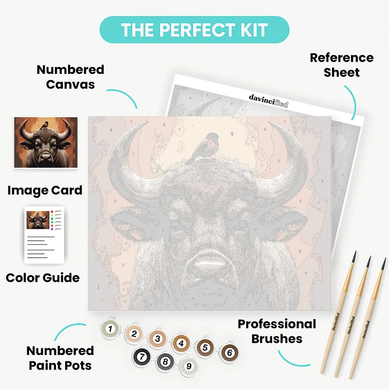 Buffalo with Bird - Paint by Numbers Kit