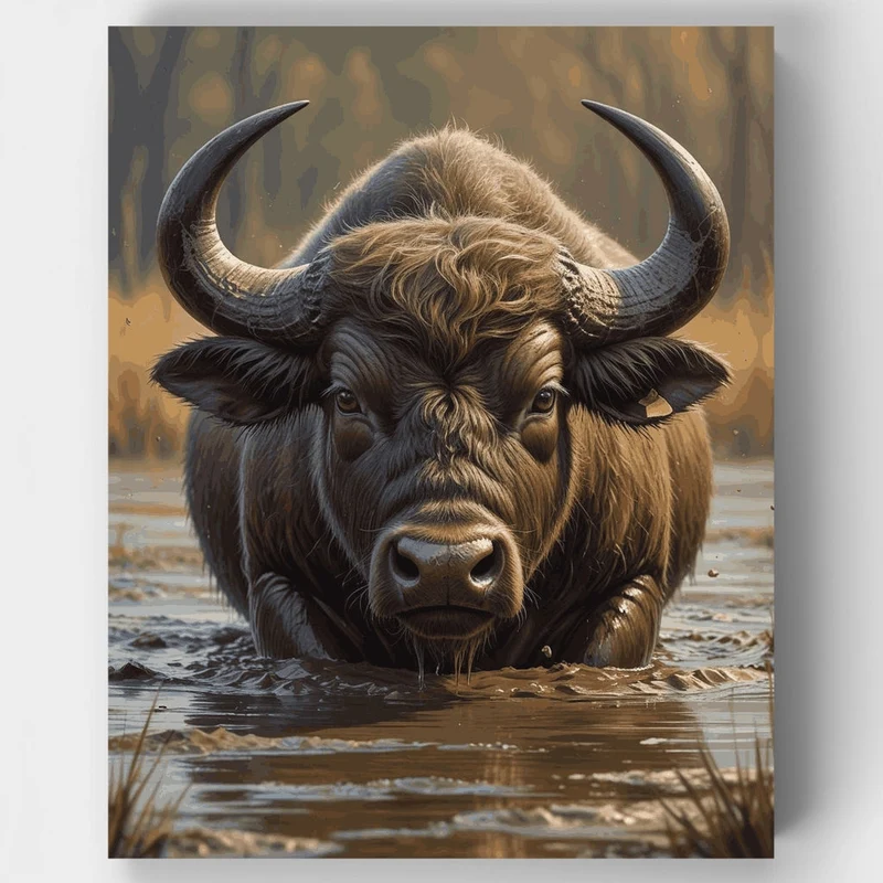 Majestic Buffalo in Water - Paint by Numbers Kit