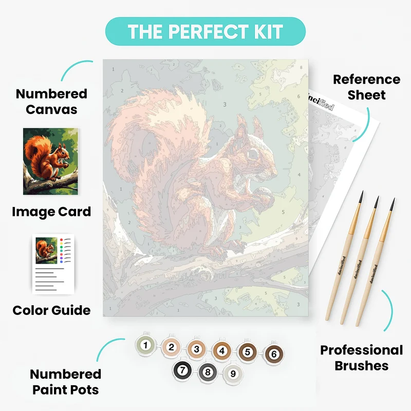 Vibrant Red Squirrel Portrait - Paint by Numbers Kit