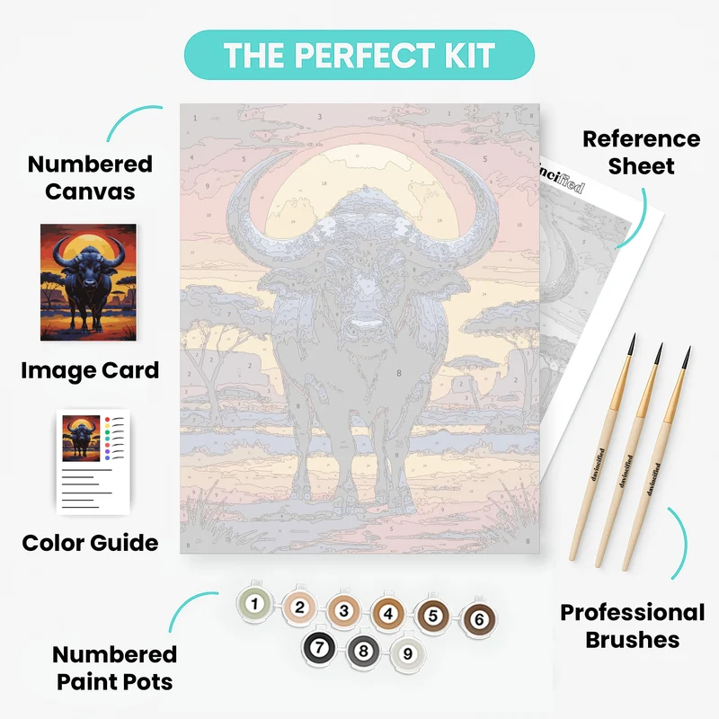 Majestic Buffalo at Sunset - Paint by Numbers Kit