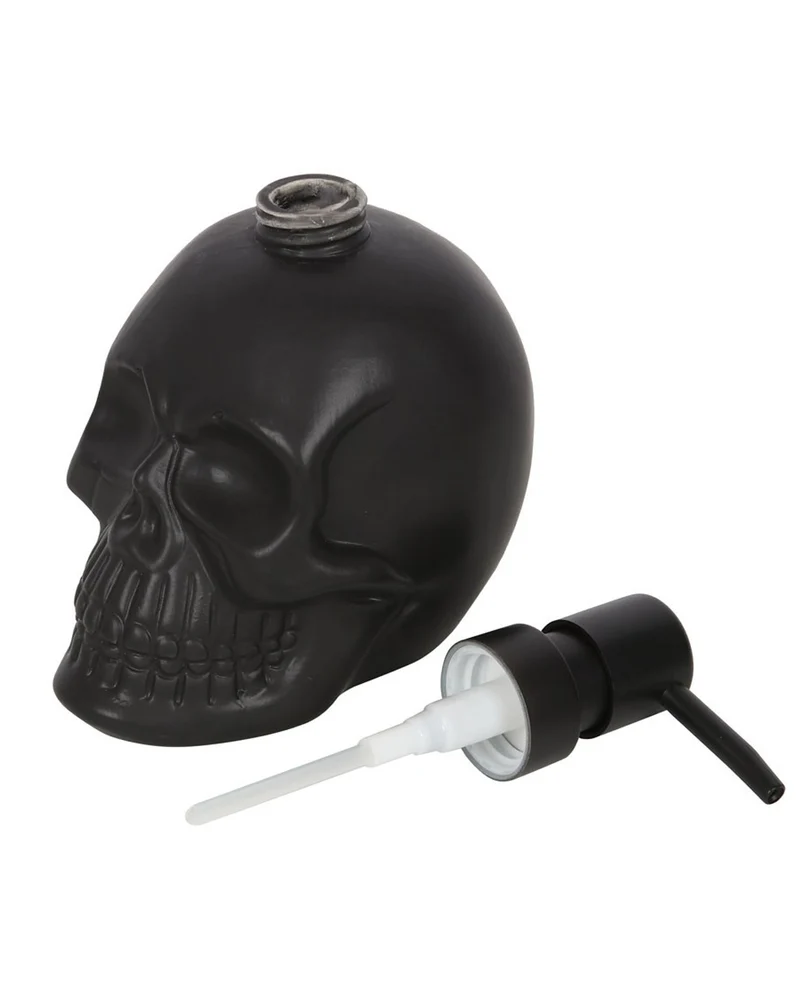 Schwarzer Totenkopf Seifenspender aus Keramik