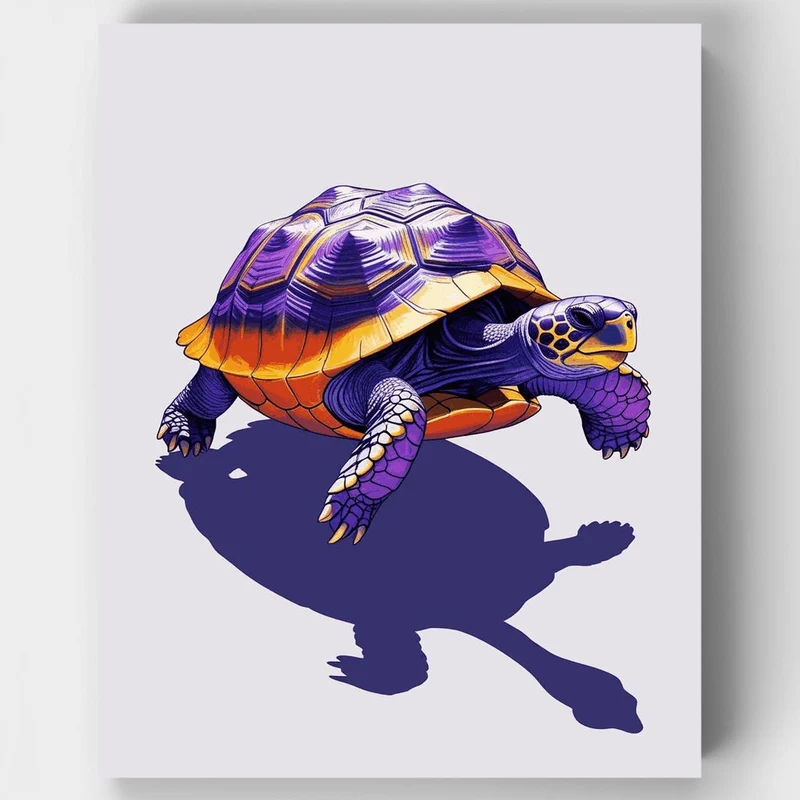 Vibrant Purple and Orange Tortoise - Paint by Numbers Kit
