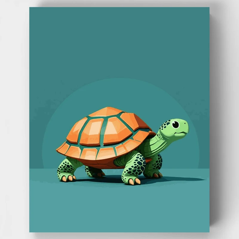 Adorable Green Turtle - Paint by Numbers Kit