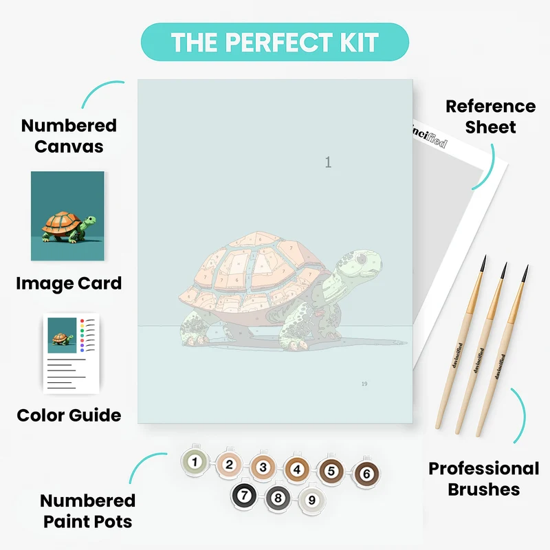 Adorable Green Turtle - Paint by Numbers Kit