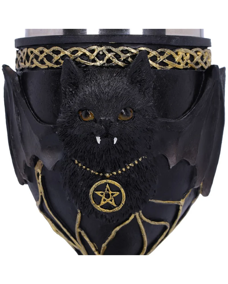 Gothic Kelch mit Vampir Katze 17cm