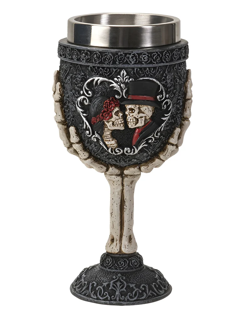 Gothic Kelch mit Skelett Liebespaar 18,5cm