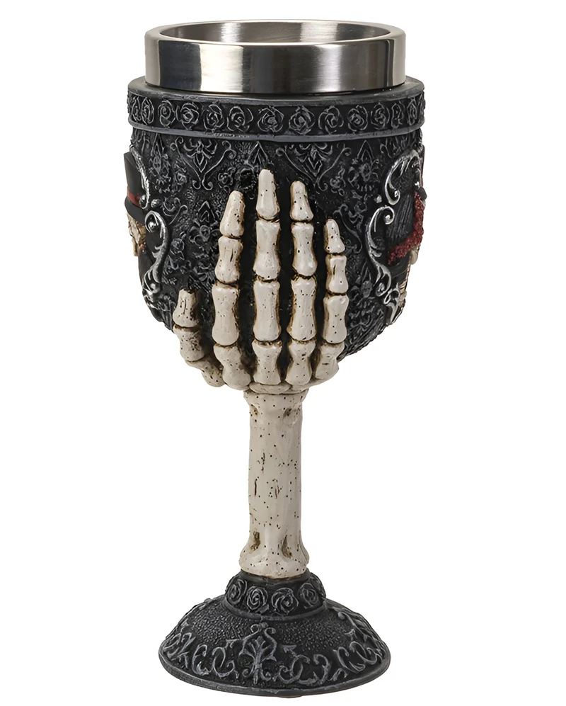Gothic Kelch mit Skelett Liebespaar 18,5cm