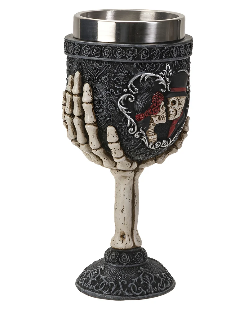 Gothic Kelch mit Skelett Liebespaar 18,5cm