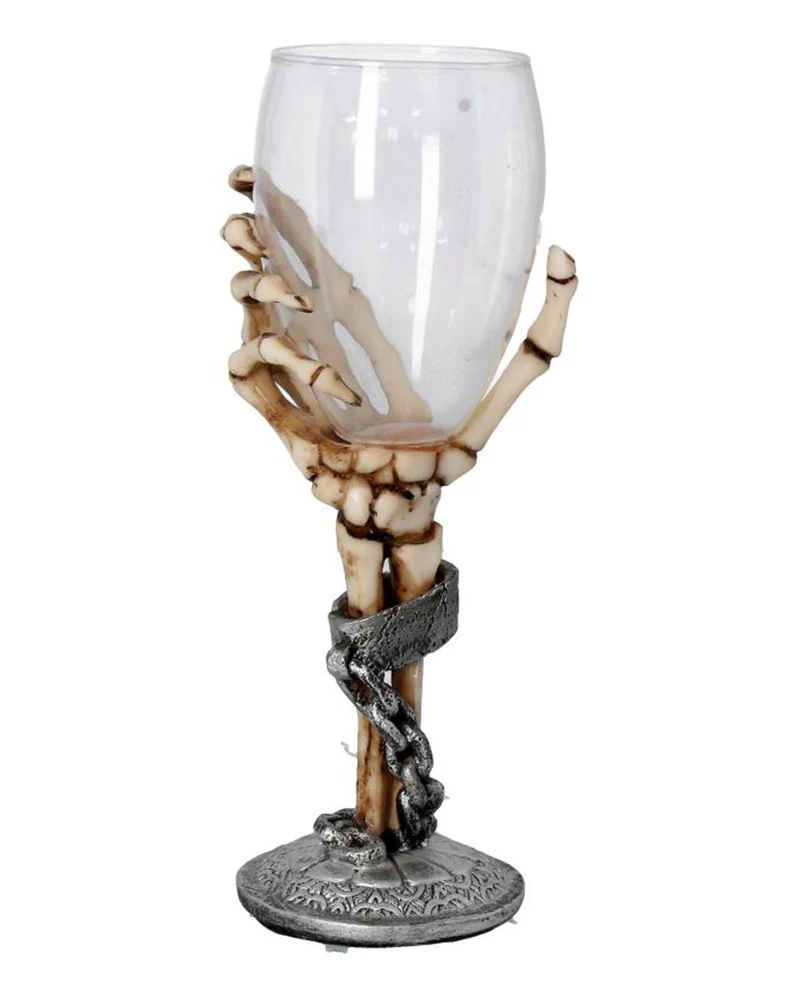Skeletthand mit Trinkglas 21cm