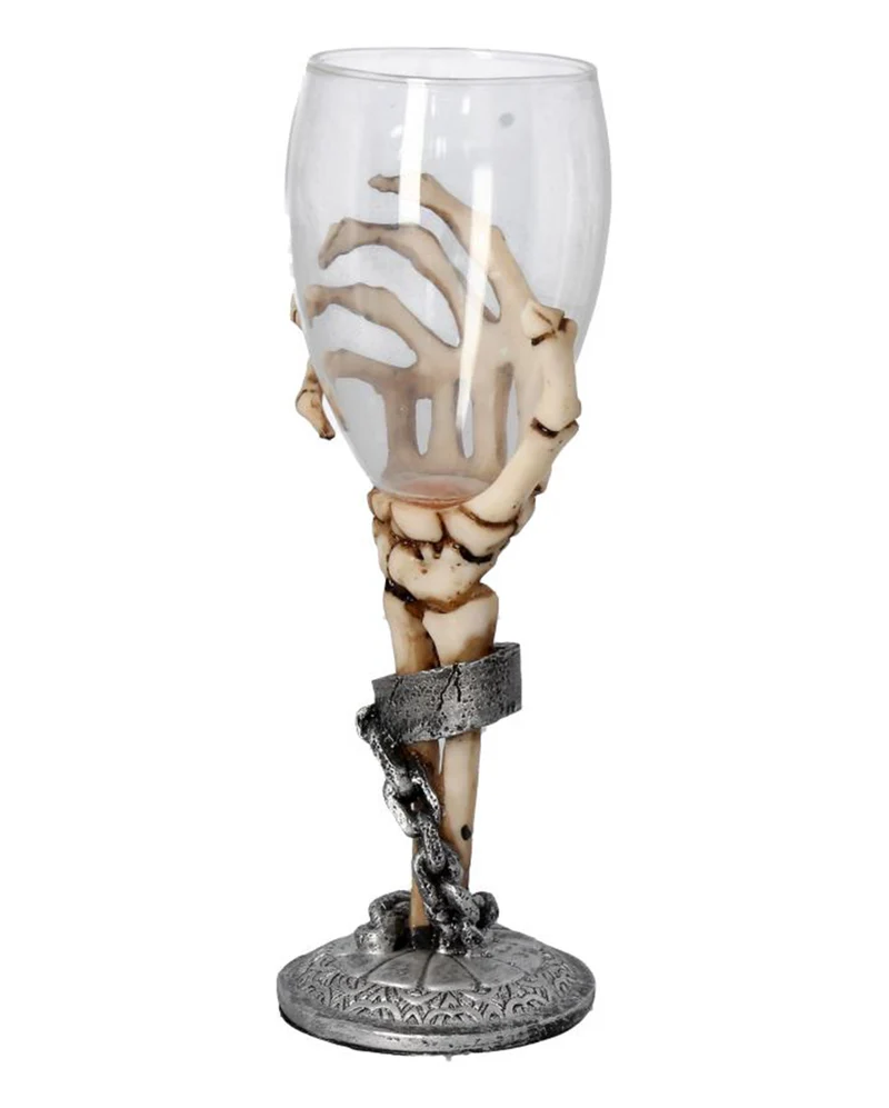 Skeletthand mit Trinkglas 21cm