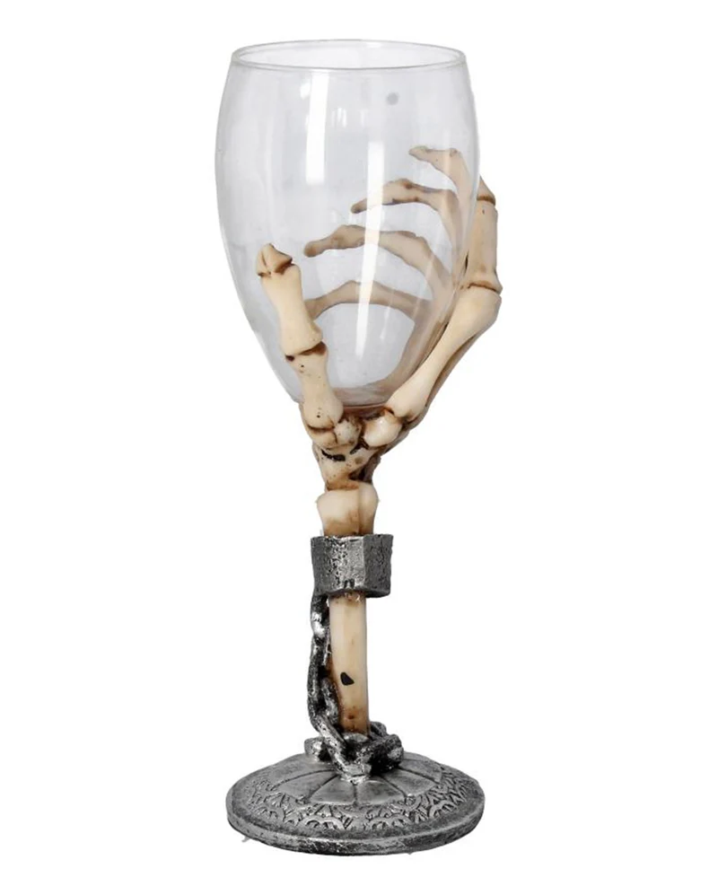 Skeletthand mit Trinkglas 21cm