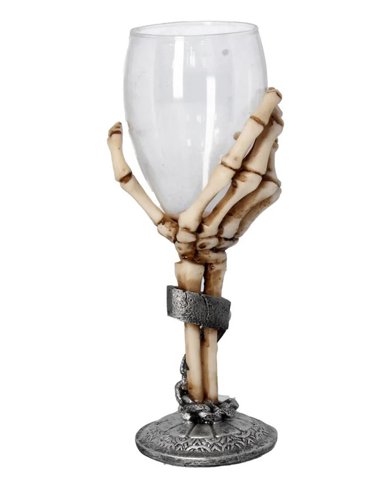 Skeletthand mit Trinkglas 21cm