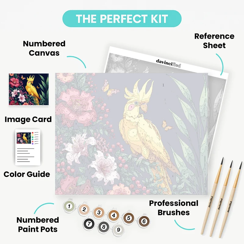 Golden Cockatoo in Tropical Garden - Paint by Numbers Kit