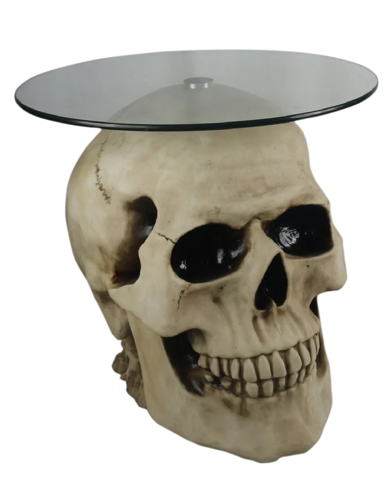Totenschädel Tisch mit Glasplatte 56,5cm