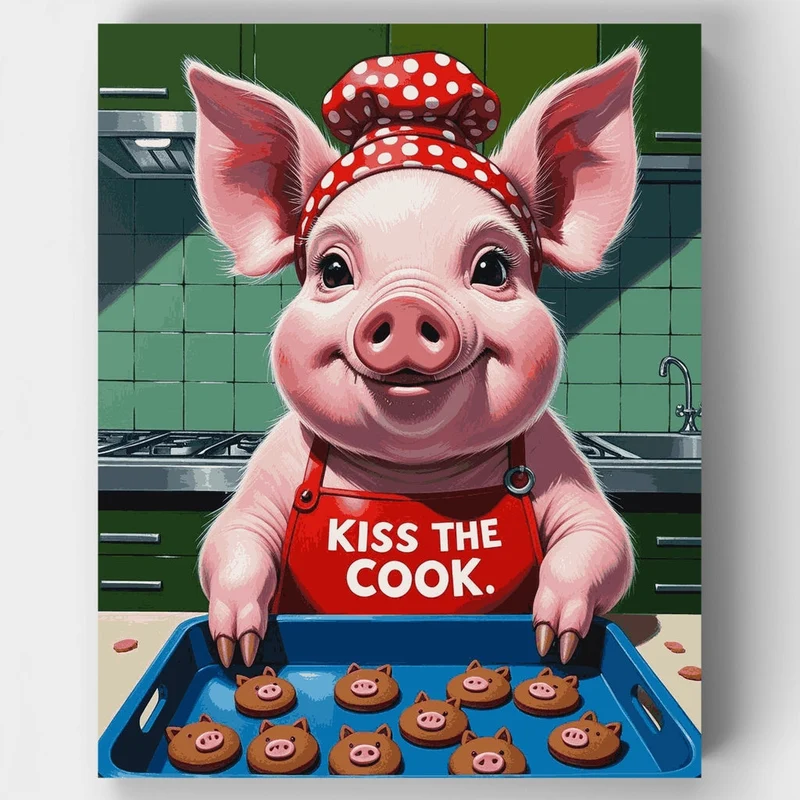 Kiss The Cook Pig - Paint by Numbers Kit