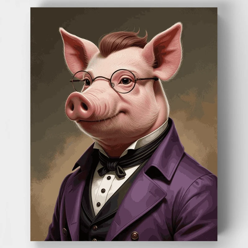 Distinguished Pig in Purple Suit - Paint by Numbers Kit