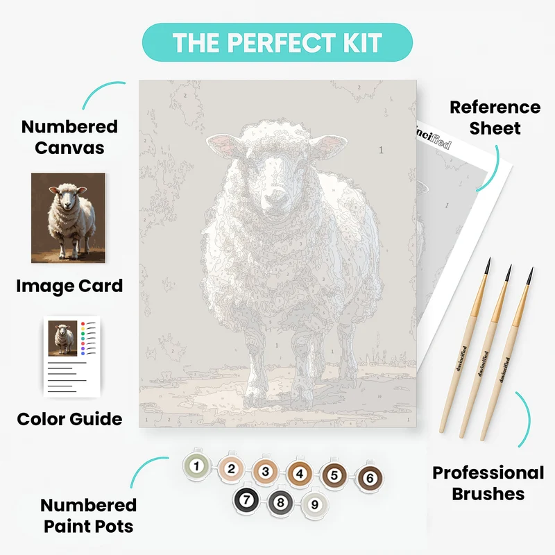 Fluffy Sheep Portrait - Paint by Numbers Kit