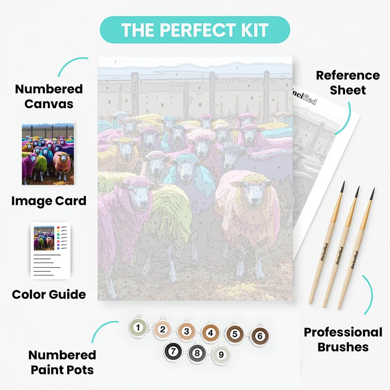 Colorful Sheep Flock - Paint by Numbers Kit