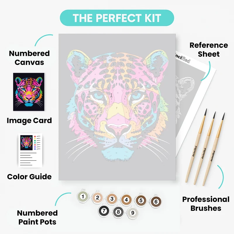 Vibrant Neon Leopard - Paint by Numbers Kit