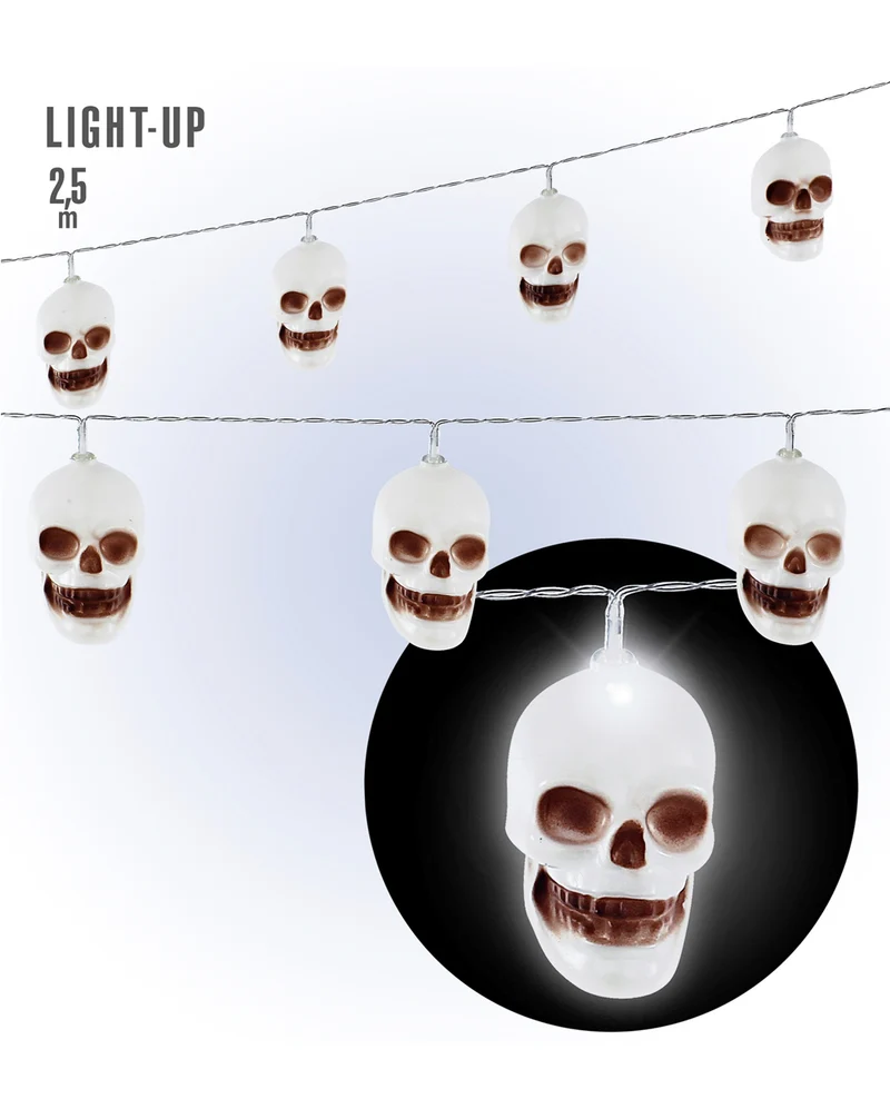 Halloween Totenschädel Lichterkette 2,5m