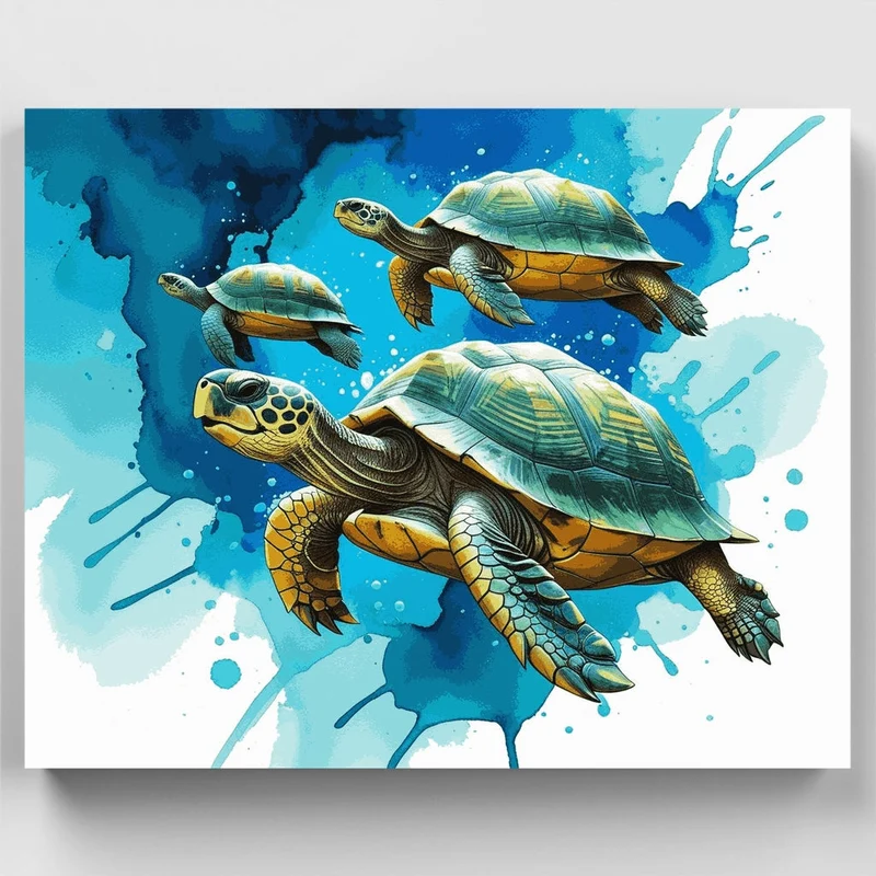 Sea Turtles in Blue Waters - Paint by Numbers Kit