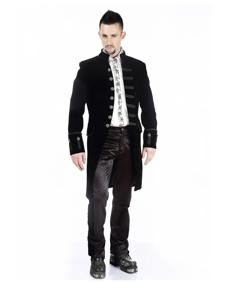 Gothic Aristokrat Herren Mantel Schwarzer Samt