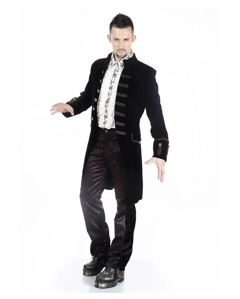 Gothic Aristokrat Herren Mantel Schwarzer Samt