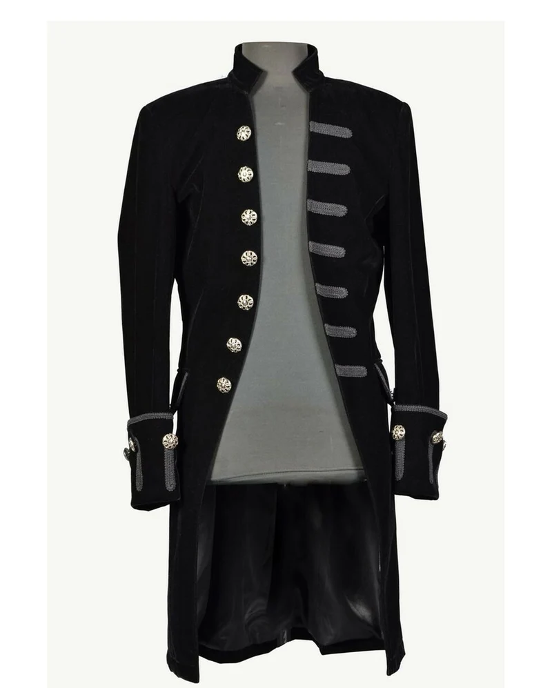 Gothic Aristokrat Herren Mantel Schwarzer Samt