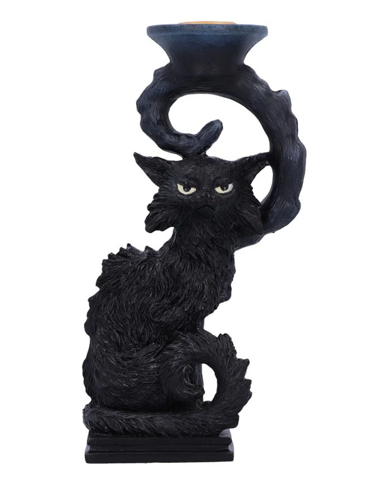 Salem Kerzenleuchter mit schwarzer Katze 20cm