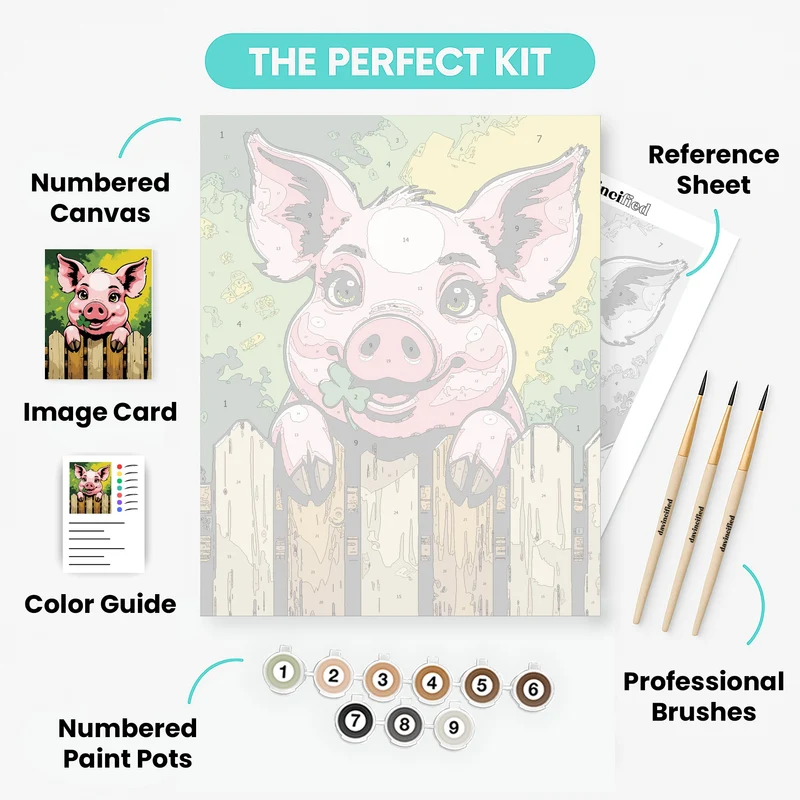 Lucky Pig with Clover - Paint by Numbers Kit