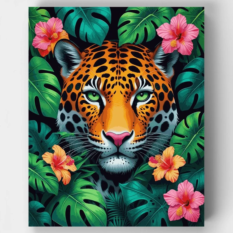 Tropical Jaguar Portrait - Paint by Numbers Kit