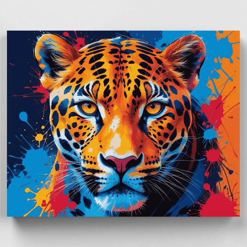 Vibrant Jaguar Splash - Paint by Numbers Kit