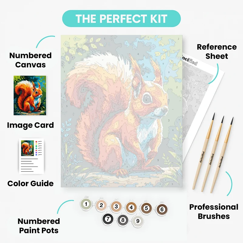 Vibrant Red Squirrel - Paint by Numbers Kit