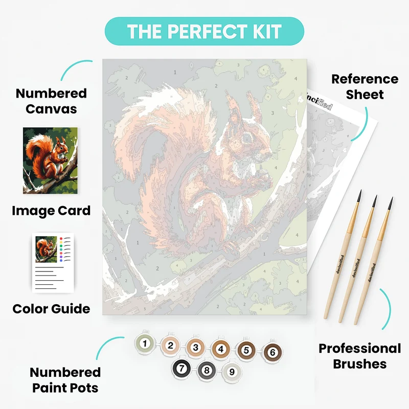 Red Squirrel with Acorn - Paint by Numbers Kit