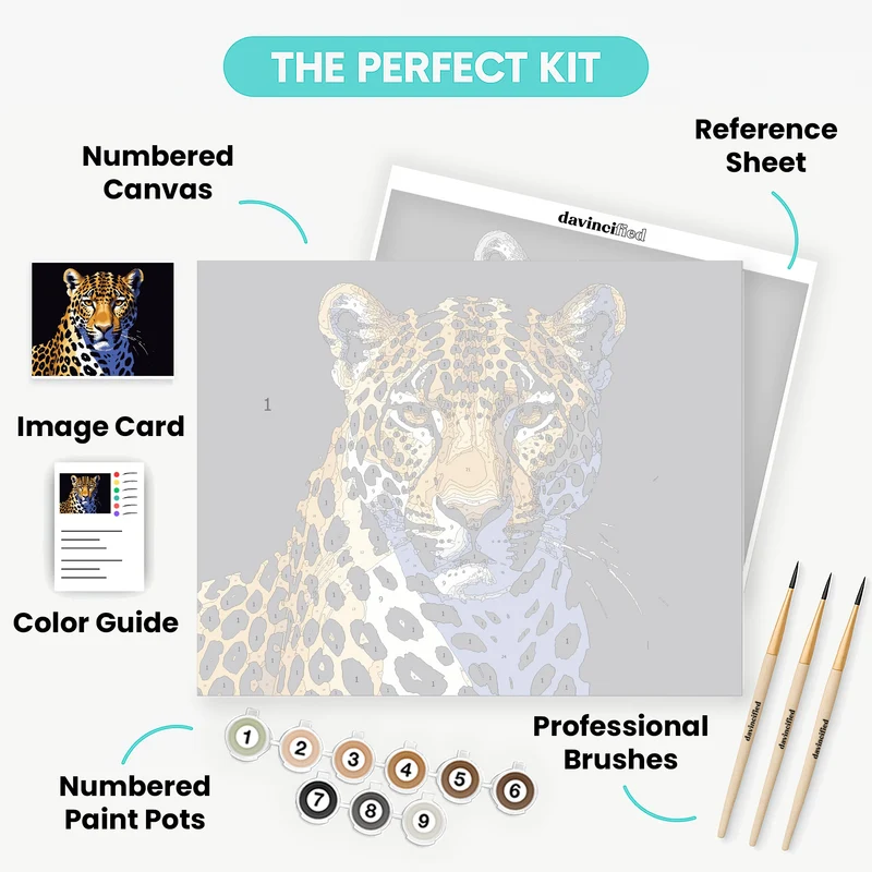 Striking Jaguar with Amber Eyes - Paint by Numbers Kit