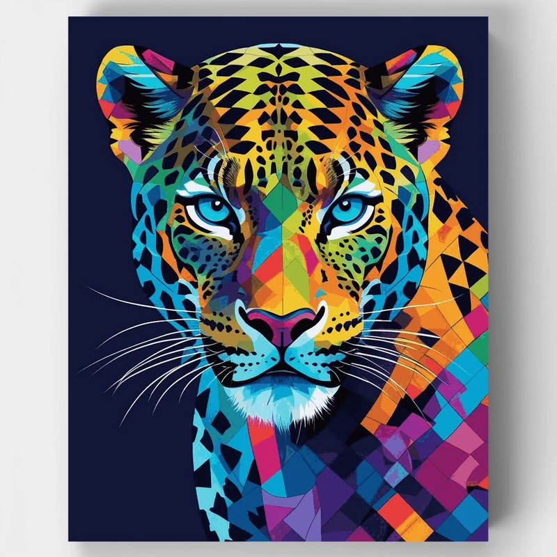 Colorful Geometric Jaguar - Paint by Numbers Kit