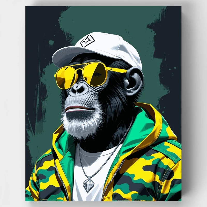 Stylish Chimp in Streetwear - Paint by Numbers Kit