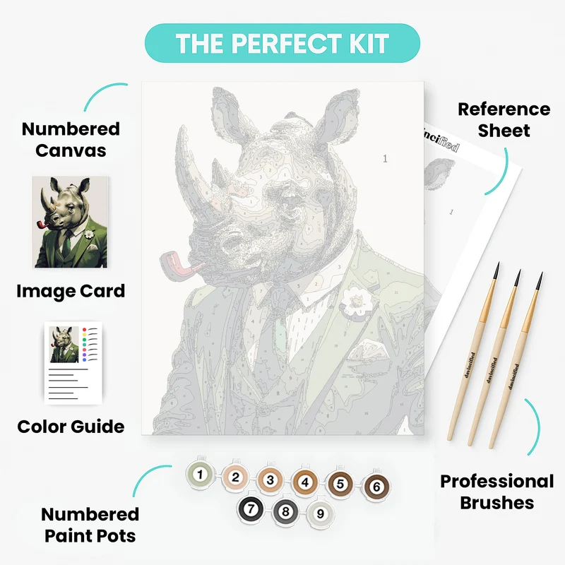 Dapper Rhinoceros Gentleman - Paint by Numbers Kit