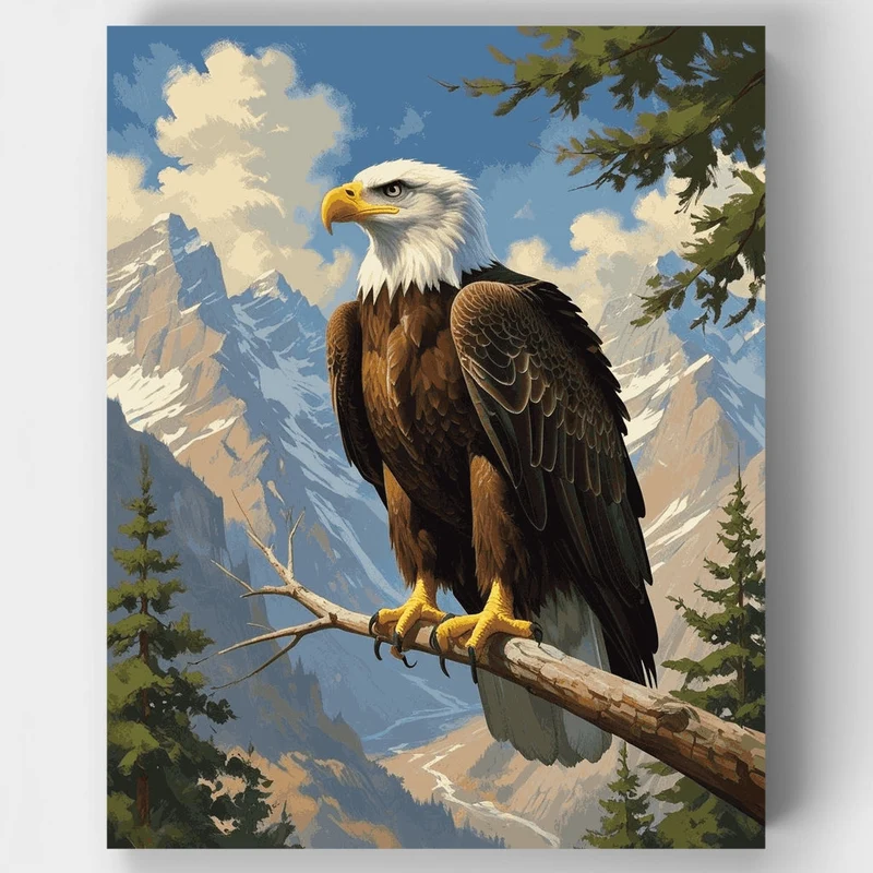 Majestic Bald Eagle Mountain Perch - Paint by Numbers Kit