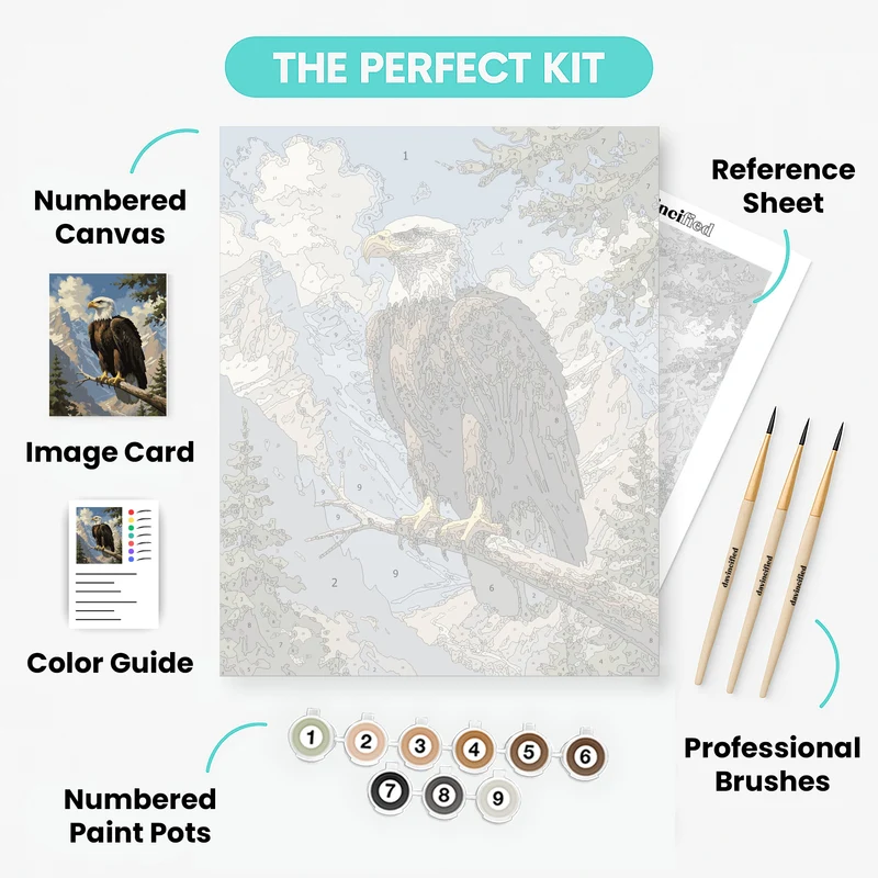 Majestic Bald Eagle Mountain Perch - Paint by Numbers Kit