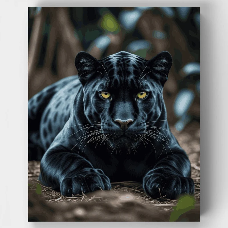 Majestic Black Panther Portrait - Paint by Numbers Kit