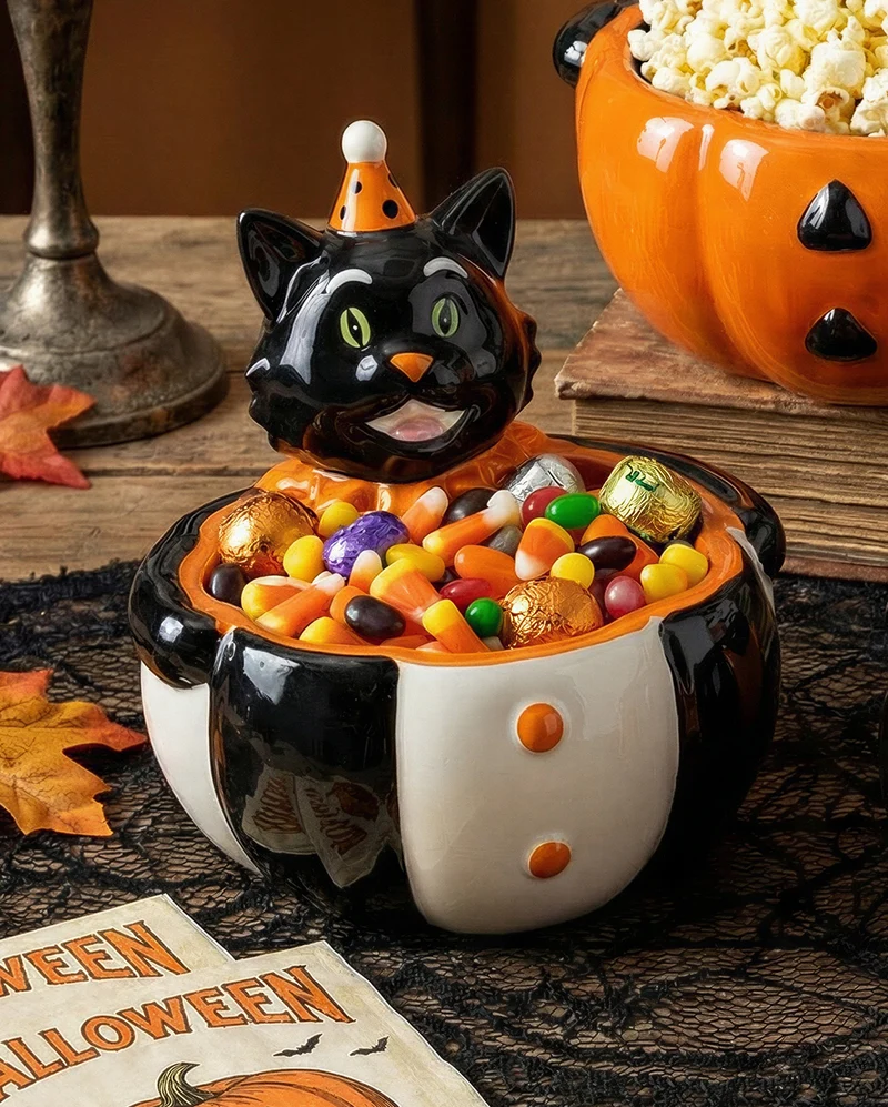 Vintage Süßigkeiten Schale Halloween Katze