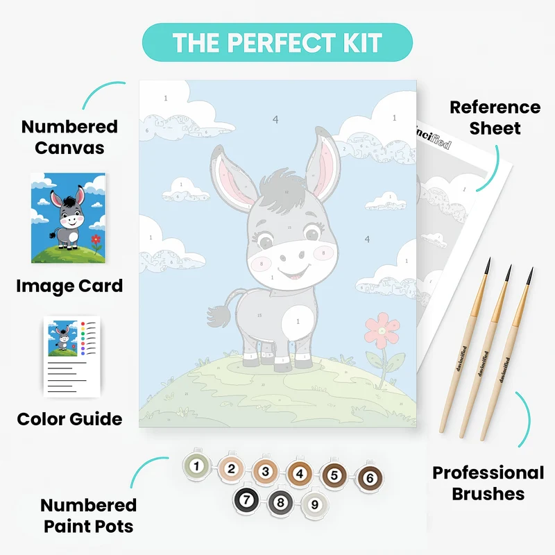 Cheerful Donkey - Paint by Numbers Kit