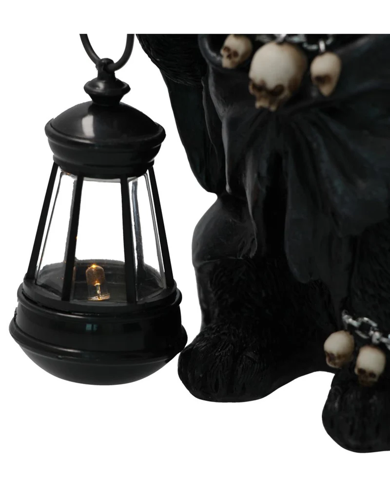 Sensenmann Katzenfigur mit Laterne 18,5cm